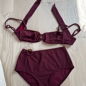 Anja Paris Burgundy Two-Piece Swimsuit
